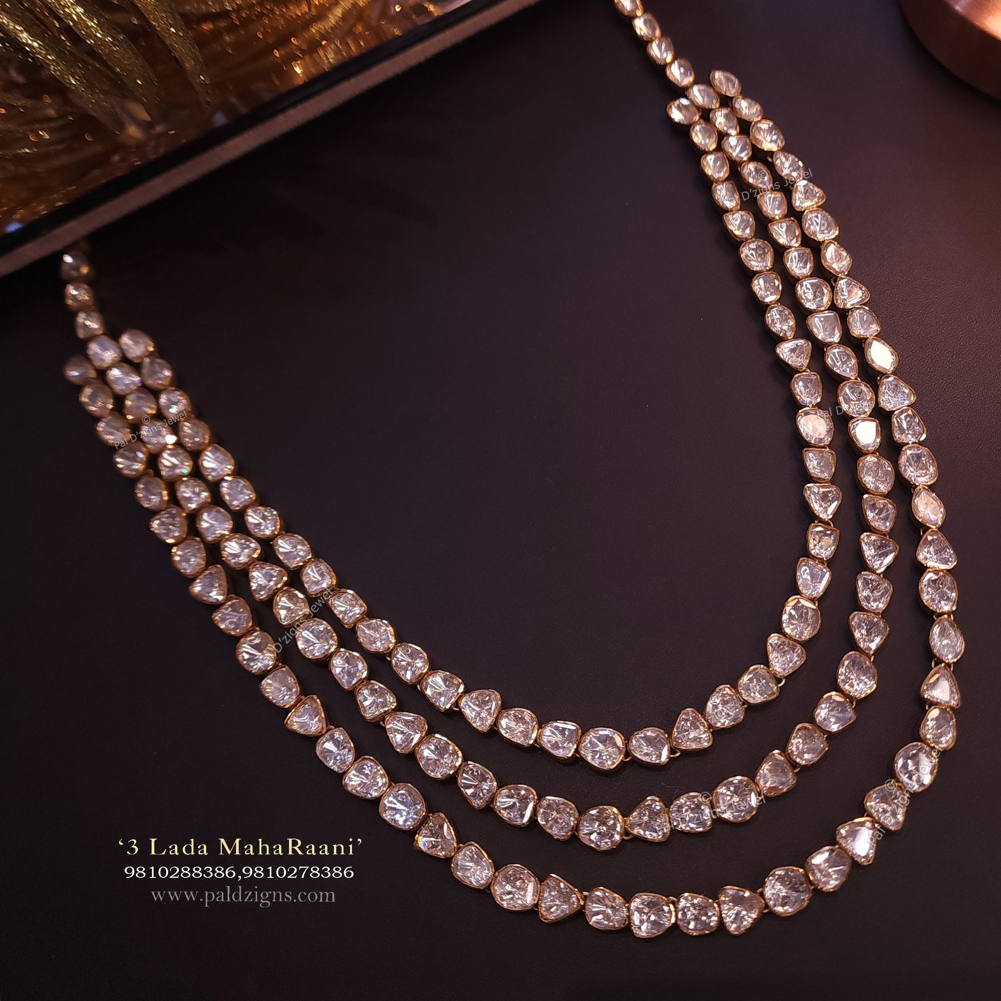 3 Lada MahaRaani Moissanite Polki Necklace