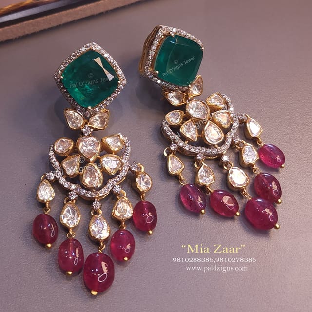 Mia-Zaar Moissanite Polki Earring