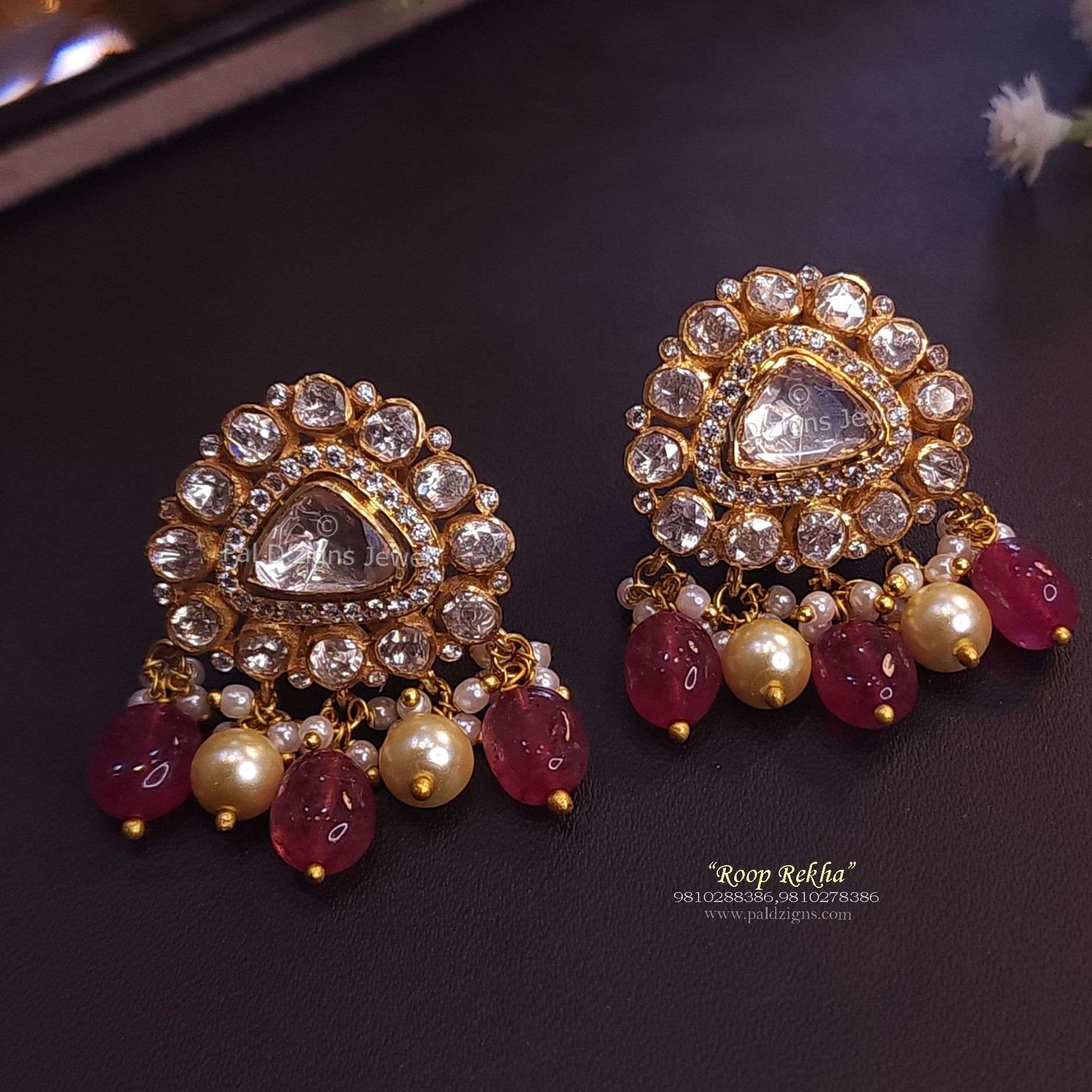 Roop Rekha Moissanite Polki Stud