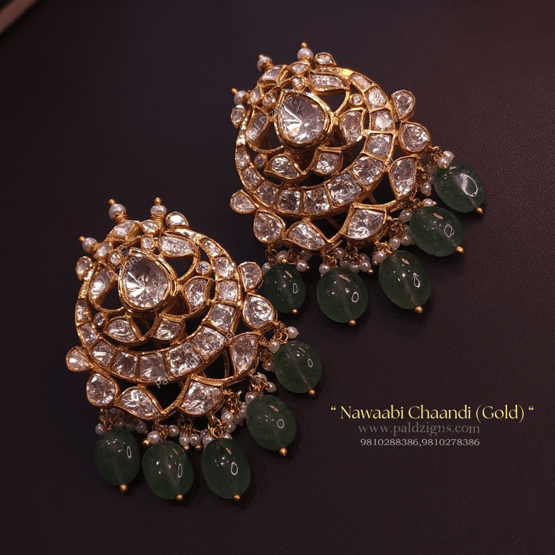 Nawaabi Chaandi Gold Moissanite Polki Studs