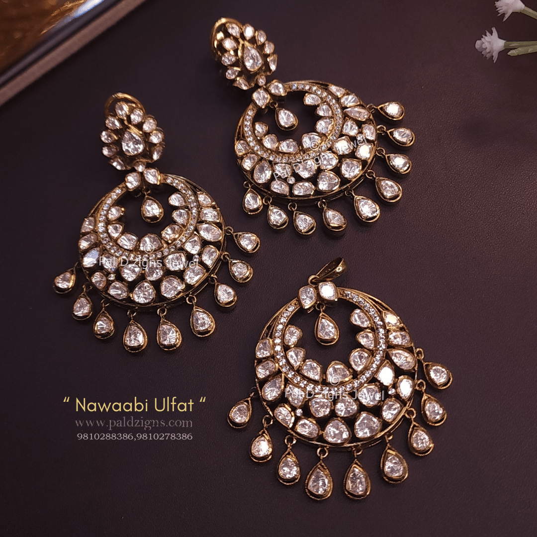 Nawaabi Ulfat - Moissanite Polki Pendant Set