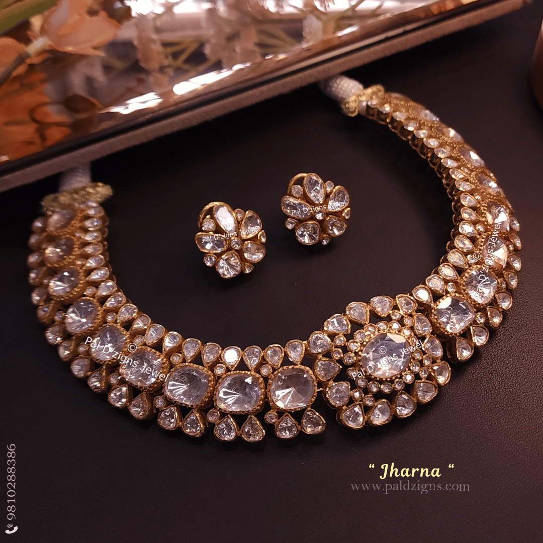 Jharna Moissanite Polki Necklace Set