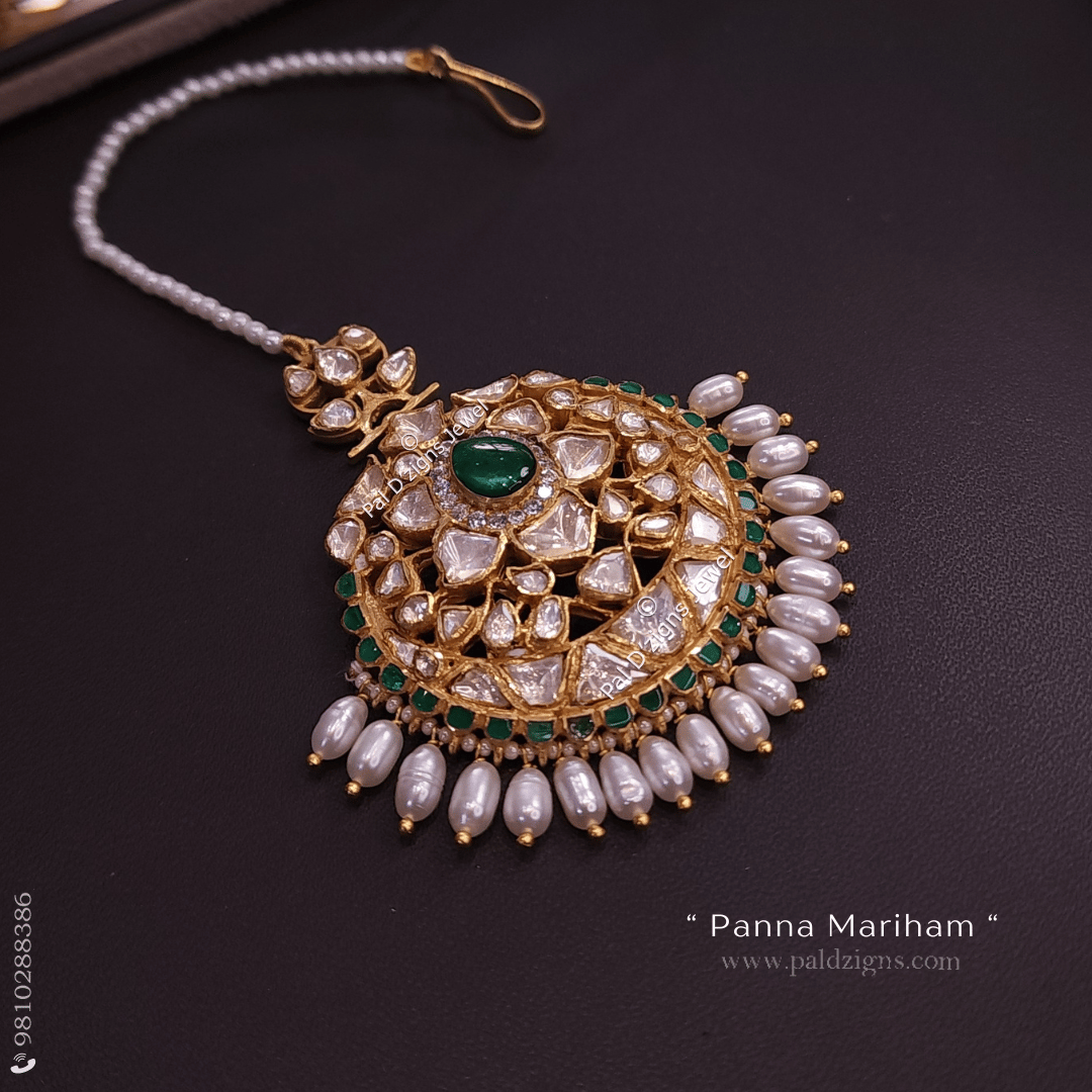 Panna Mariham - Moissanite Polki Maangtika