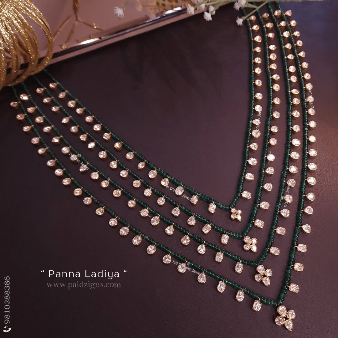 Panna Ladiya - Moissanite Polki 4 Layer Necklace