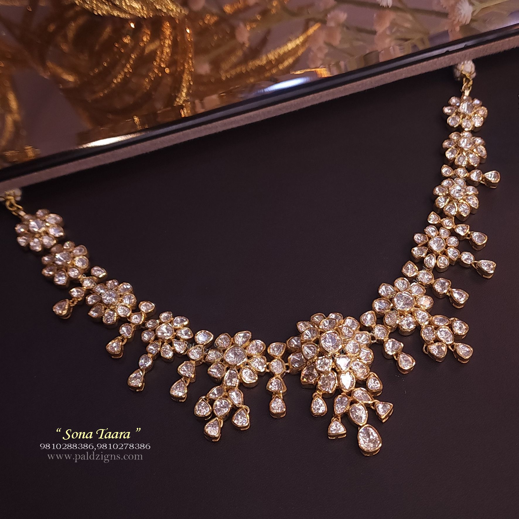 Sona taara Moissanite Polki Necklace