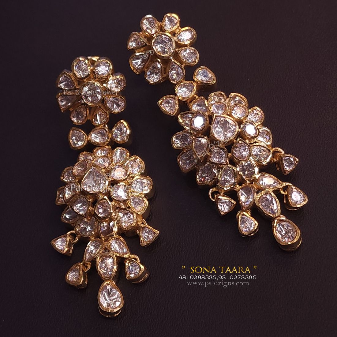 Sona taara Moissanite Polki Earings