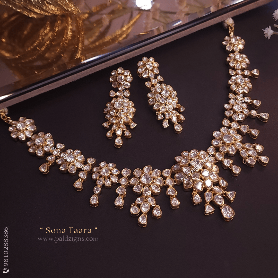 Sona Taara Moissanite Polki Necklace Set