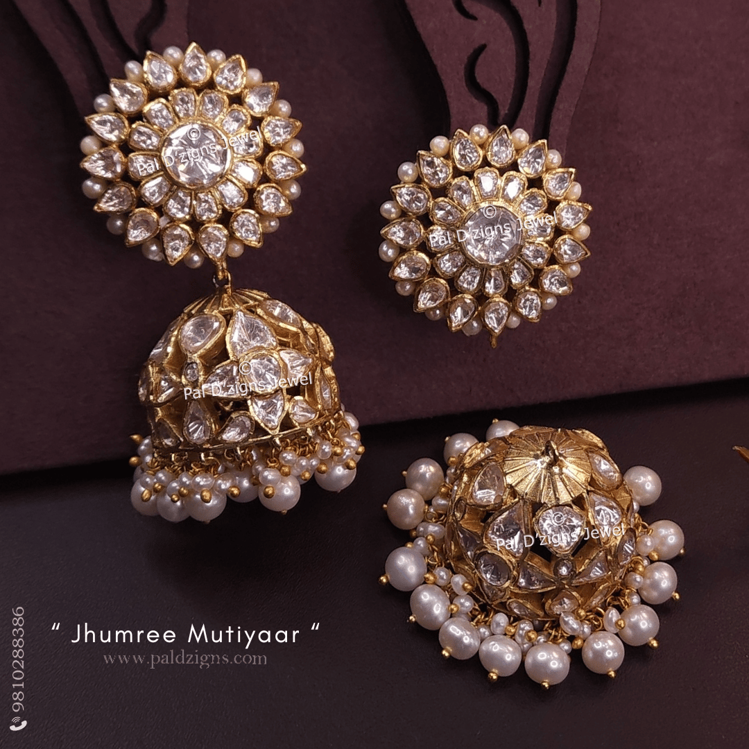 Jhumree Mutiyaar Detachable Moissanite Polki Jhumki