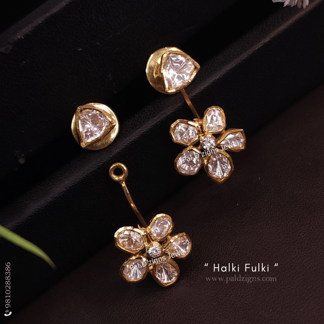 Halki Fulki Moissanite Polki Earings