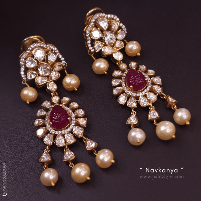 Navkanya Moissanite Polki Earings