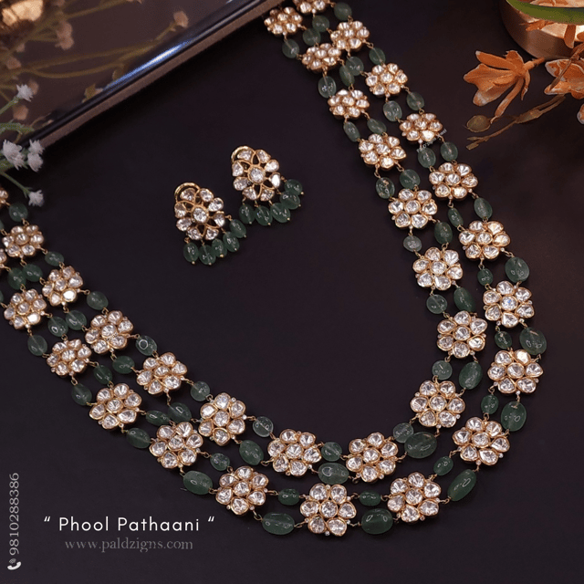 Phool Pathaani Moissanite Polki Necklace Set