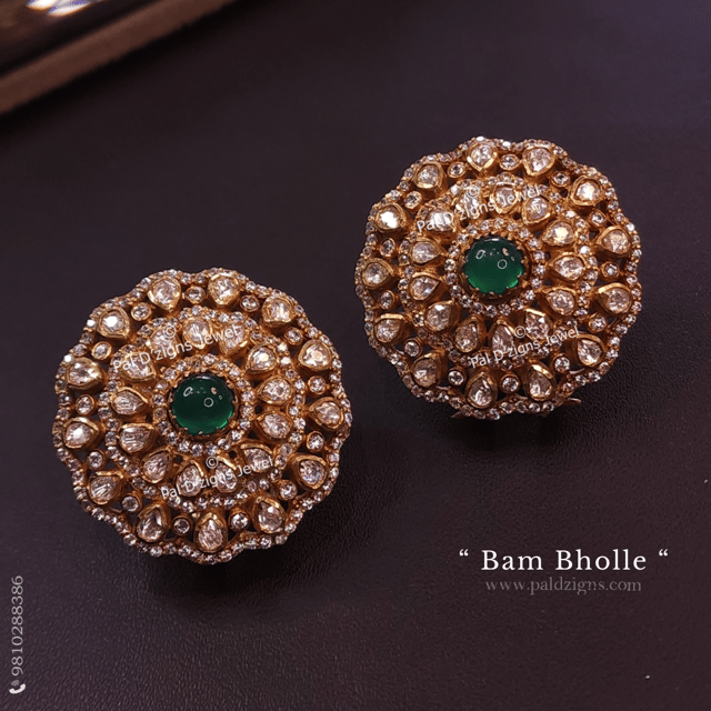 Bam Bholle Moissanite Polki Stud