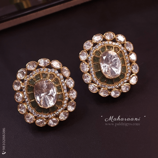 Maharaani Moissanite Polki Stud