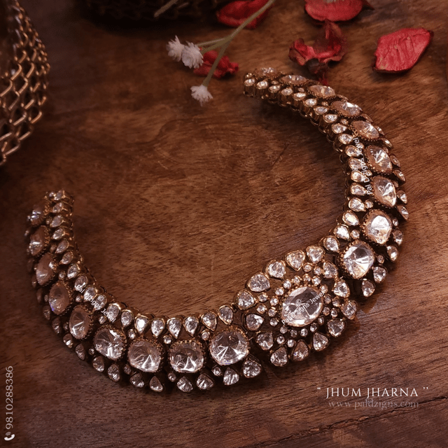 Jhum Jharna Moissanite Polki Necklace