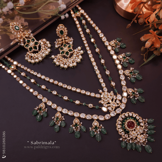 Sabrimala Moissanite Polki Necklace Set