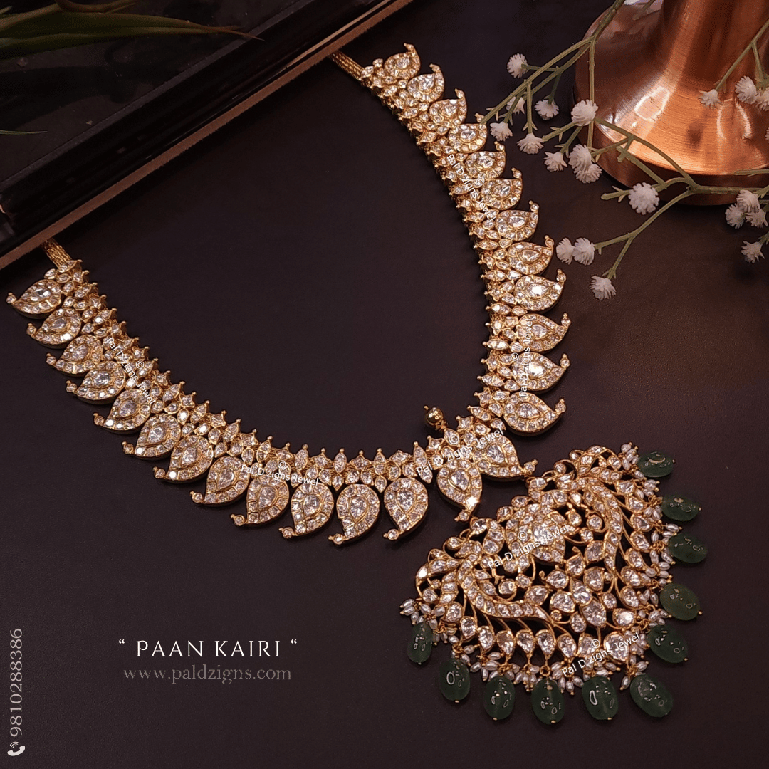 Paan Kairi Moissanite polki Detachable Necklace