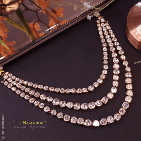 Tri Nazraana Detachable Moissanite Polki Necklace