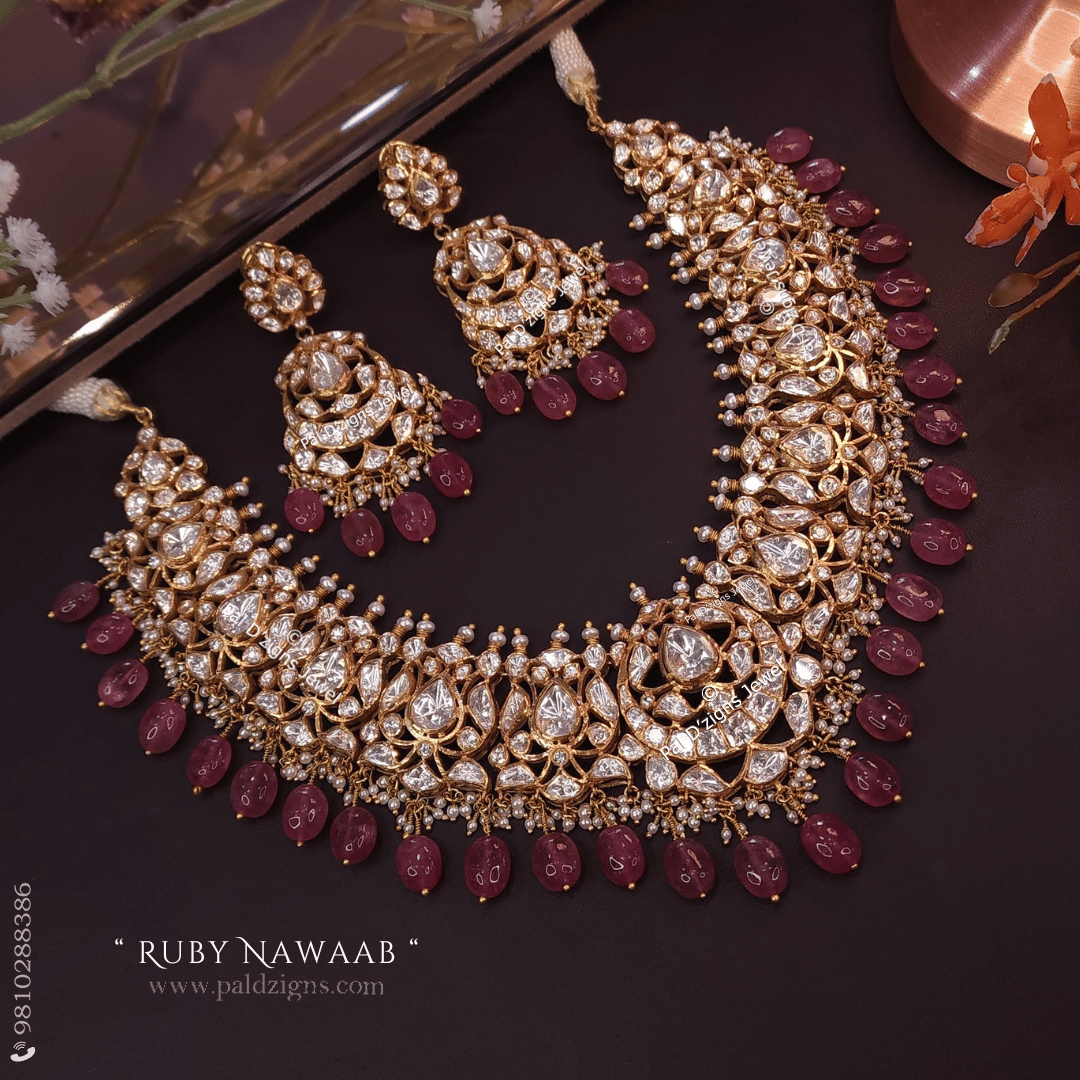 Ruby Nawaab Moissanite Polki Set