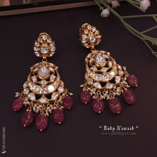 Ruby Nawaab Moissanite Polki Earrings