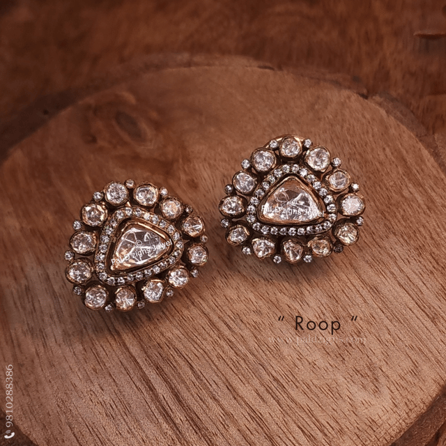 Roop Antique Moissanite Polki Stud