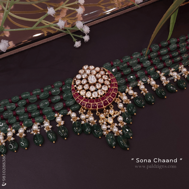 Sona Chaand Moissanite Polki  Necklace