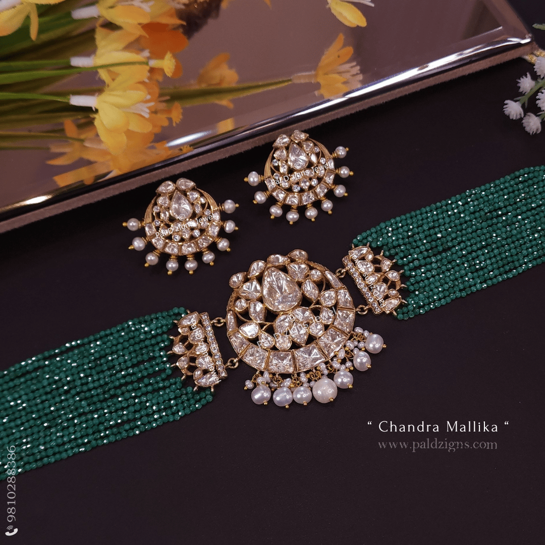 Chandra Mallika Moissanite Polki Choker Set