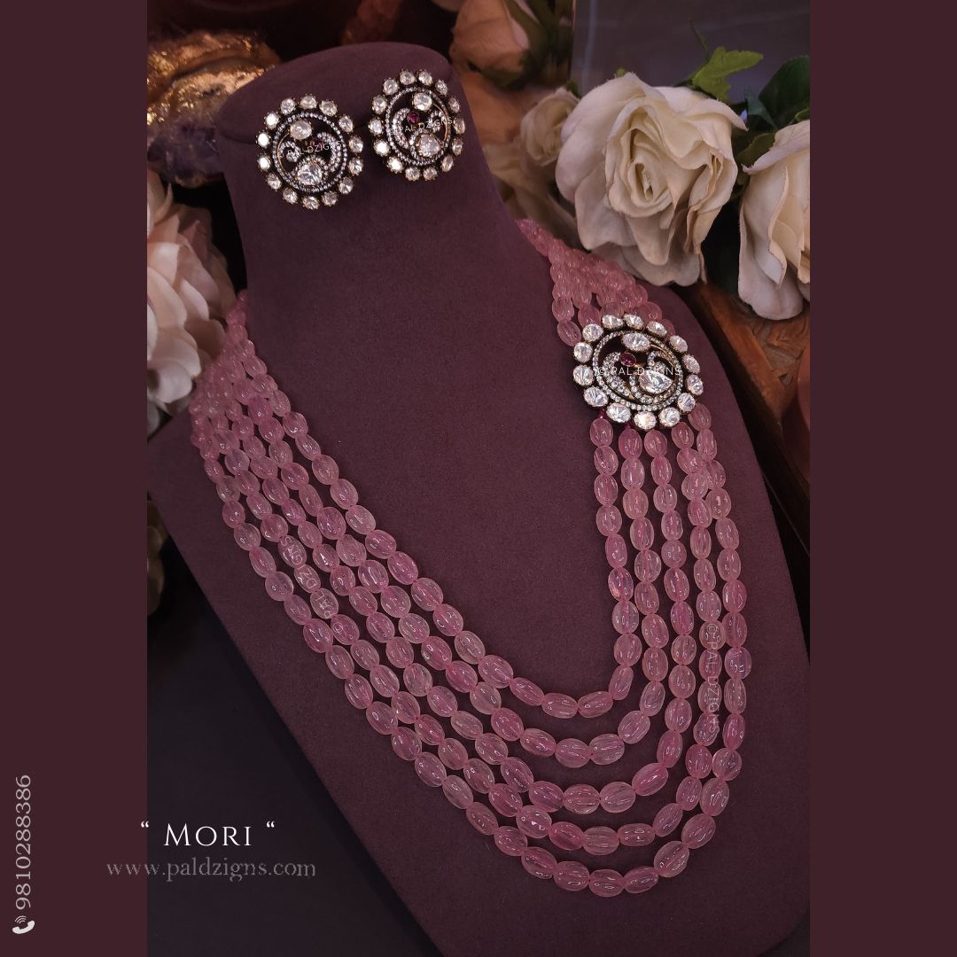 Mori Moissanite Polki Long Necklace Set