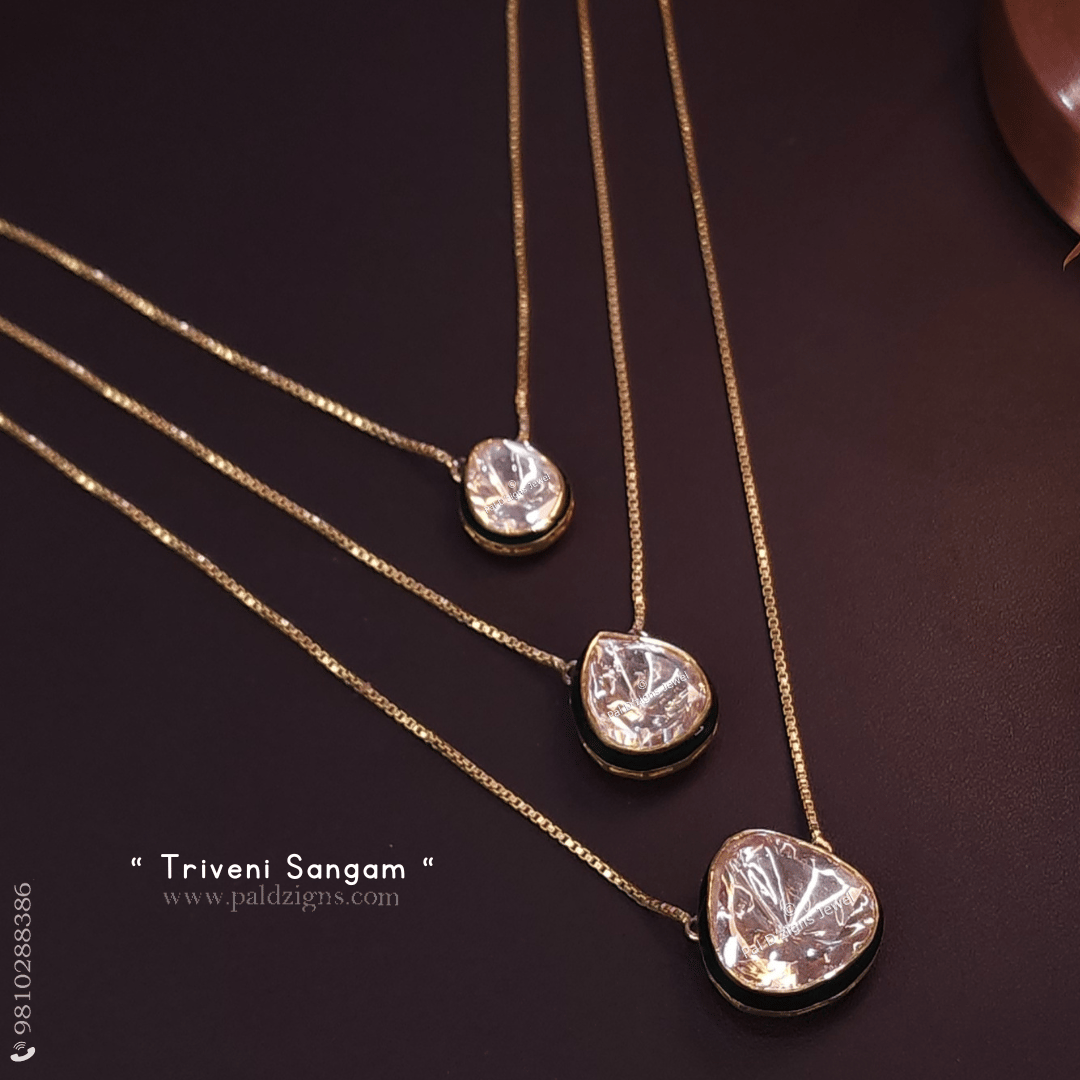 Triveni Sangam Moissanite Polki Pendant