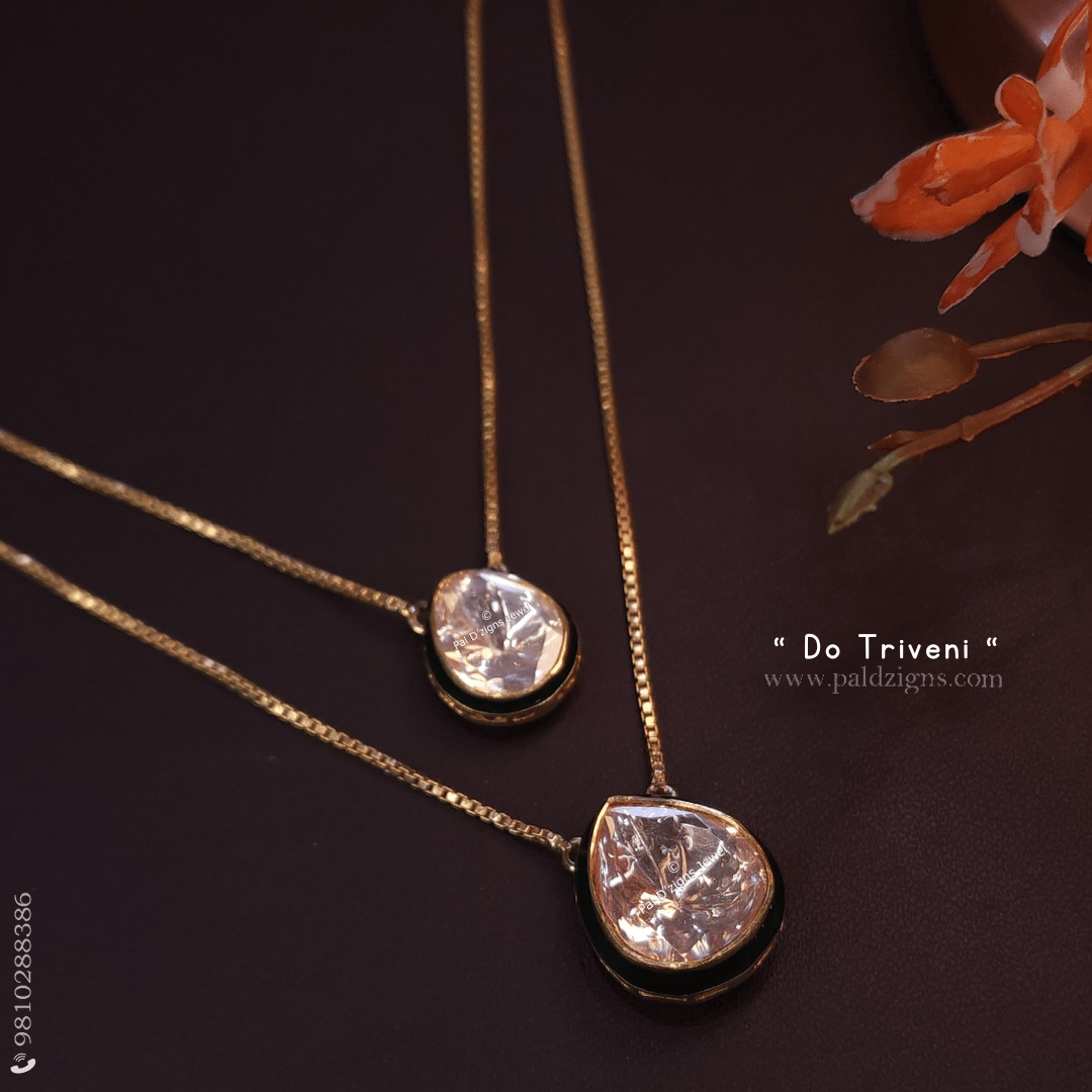 Do Triveni Moissanite Polki Pendant