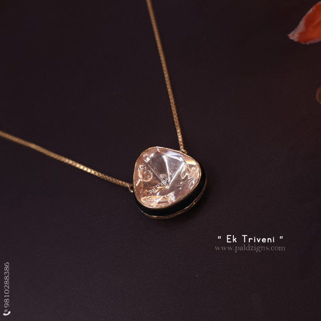 Ek Triveni Moissanite Polki Pendant