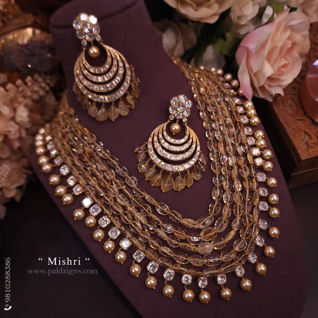 Mishri Moissanite Polki Necklace Set